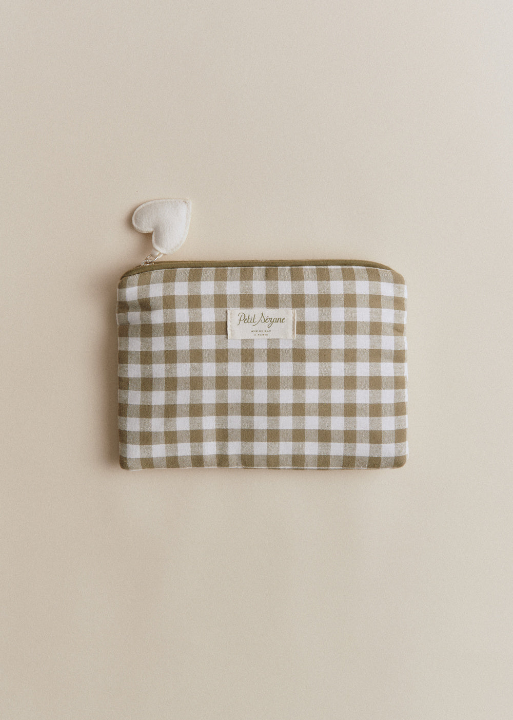 Flat Pouch - Green Gingham