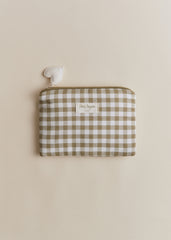 Flat Pouch - Green Gingham
