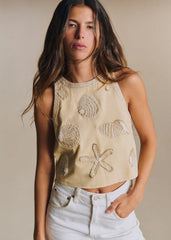Avelina Blouse - Sézane x Inoui Editions - Ecru With Contrasting Cream Embroidery