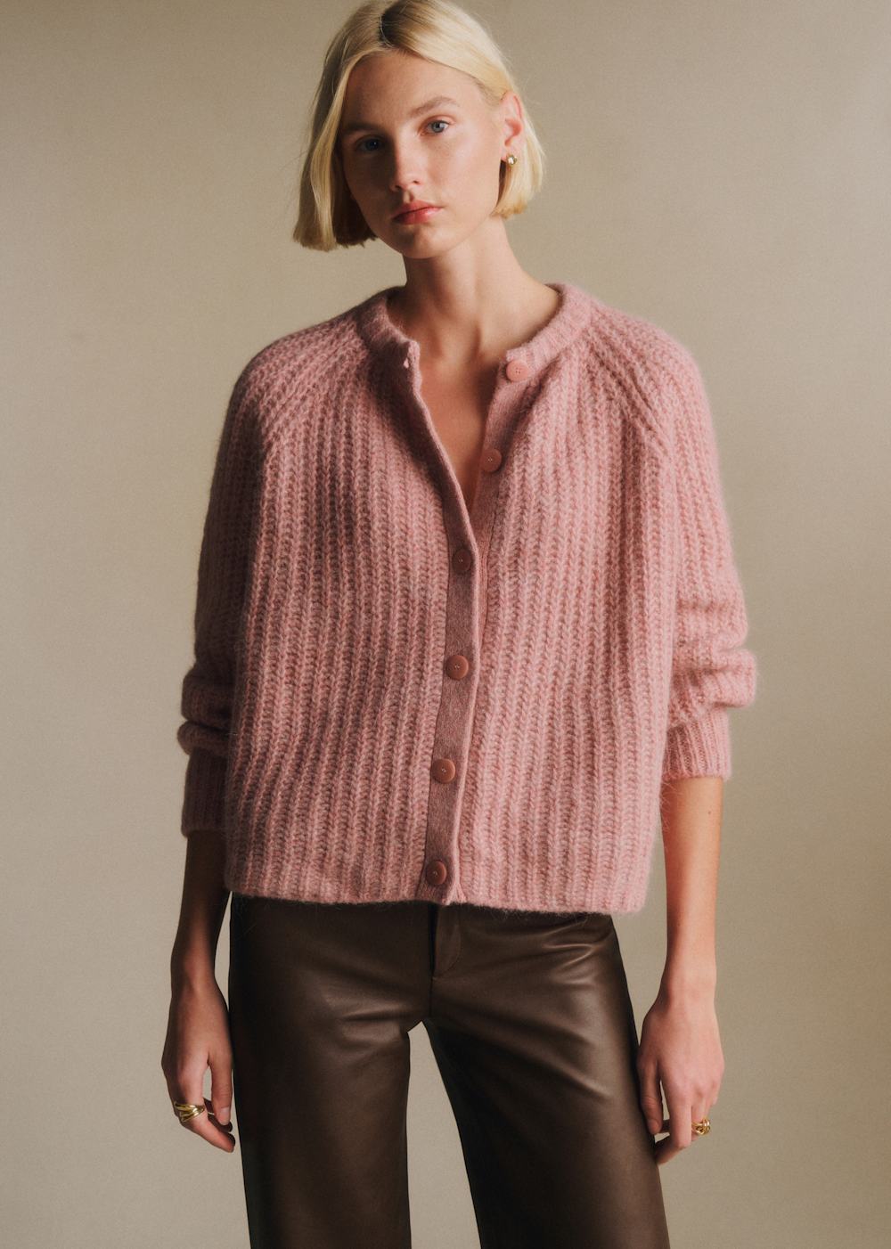 Emile Cardigan - Mottled Pink