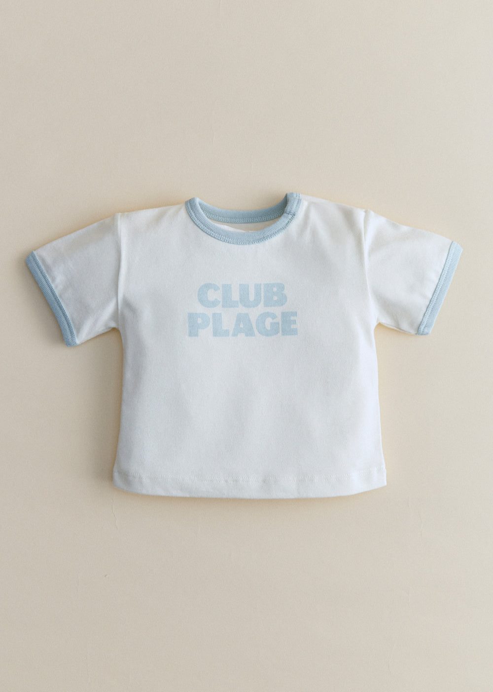 Club Plage T-Shirt - Ecru And Sky Blue