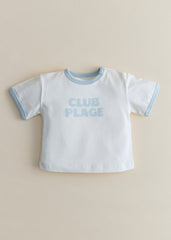 Club Plage T-Shirt - Ecru And Sky Blue