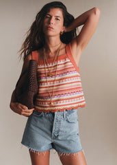AYA Top - Ecru Lilac Yellow Pink