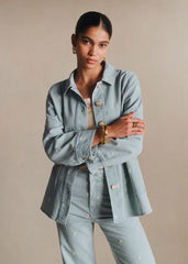 Gab Jacket - Ecru Embroidery Bleach Background