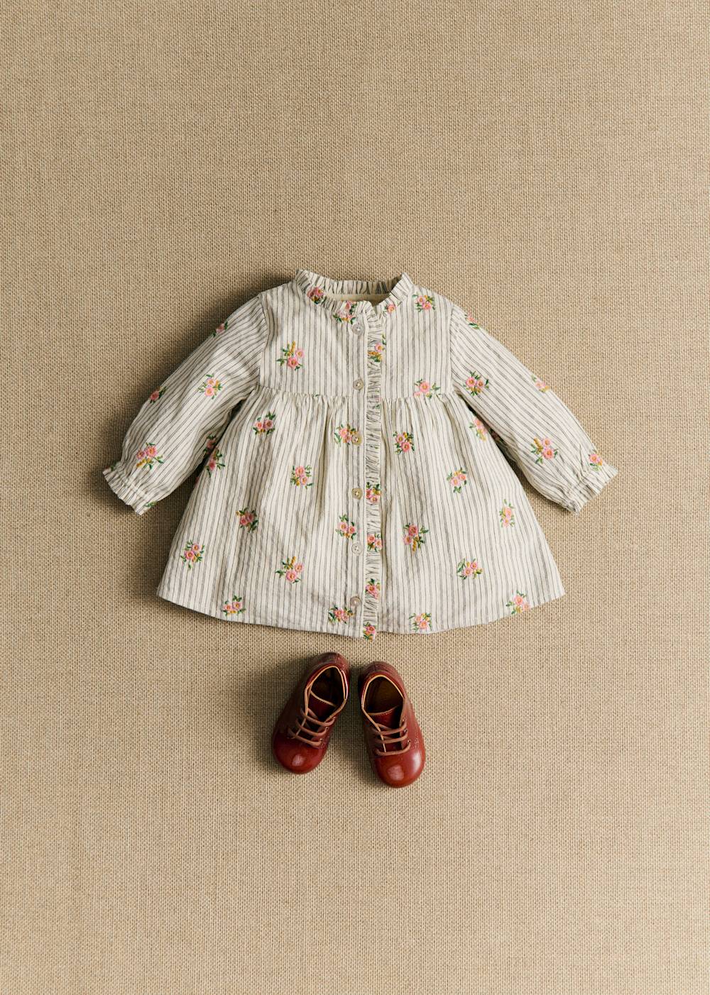 Romy Dress - Embroidery Stripes Flowers