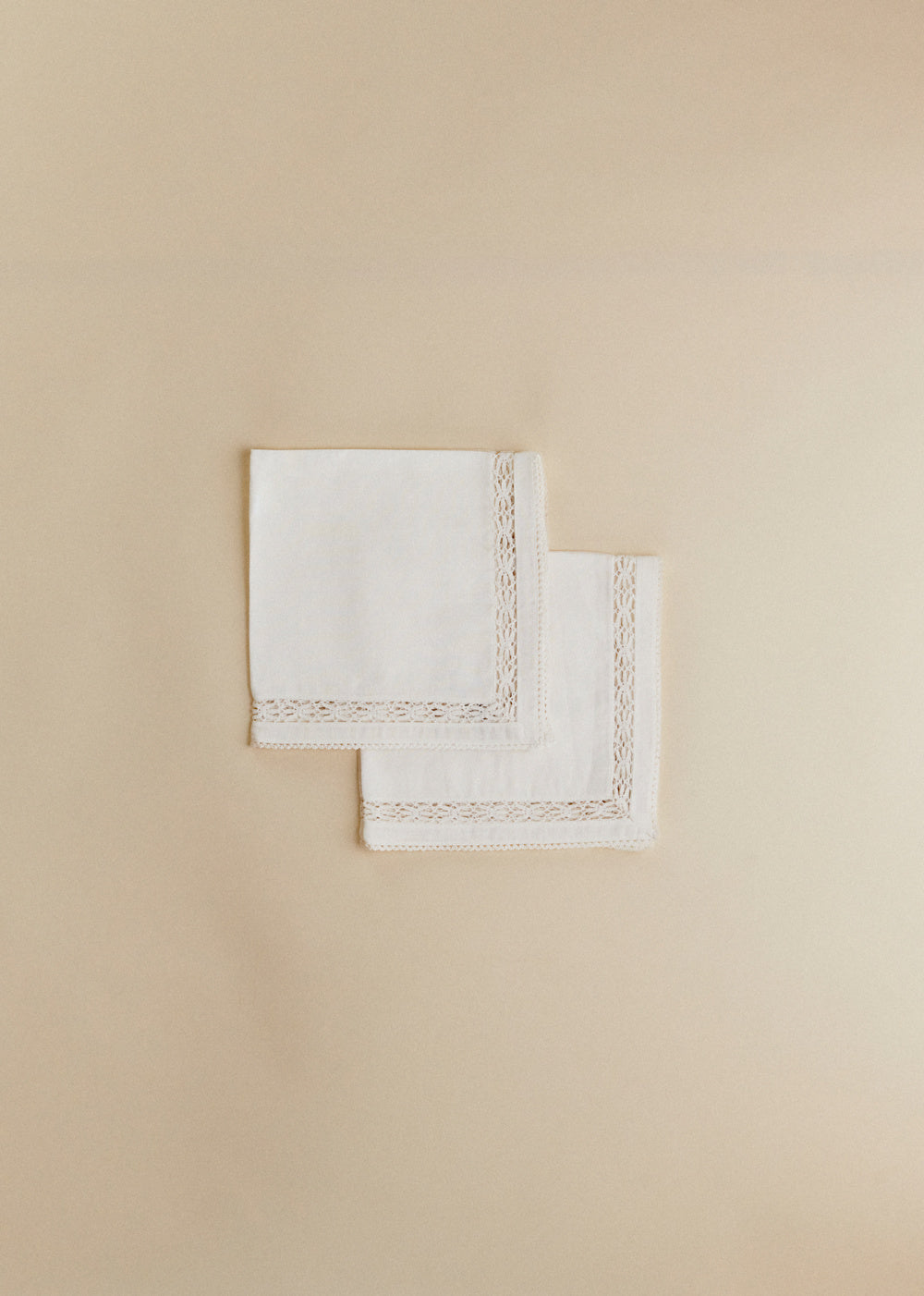Set of 2 embroidered napkins - Solid Ecru