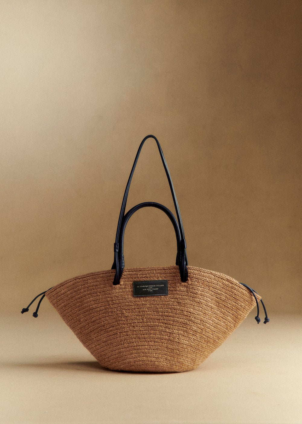 Justine Basket Bag - Deep Natural Navy Raffia