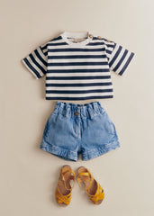Tara T-Shirt - Cream Navy