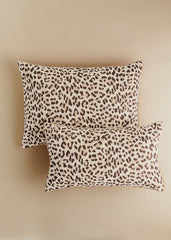 Jacquard Cushion - Small Model - Ecru And Coffee Leopard Print