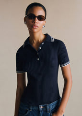 Jean Sweater - Marine With Ecru Details
