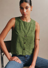 Roni Blouse - Solid Embroidery Summer Green