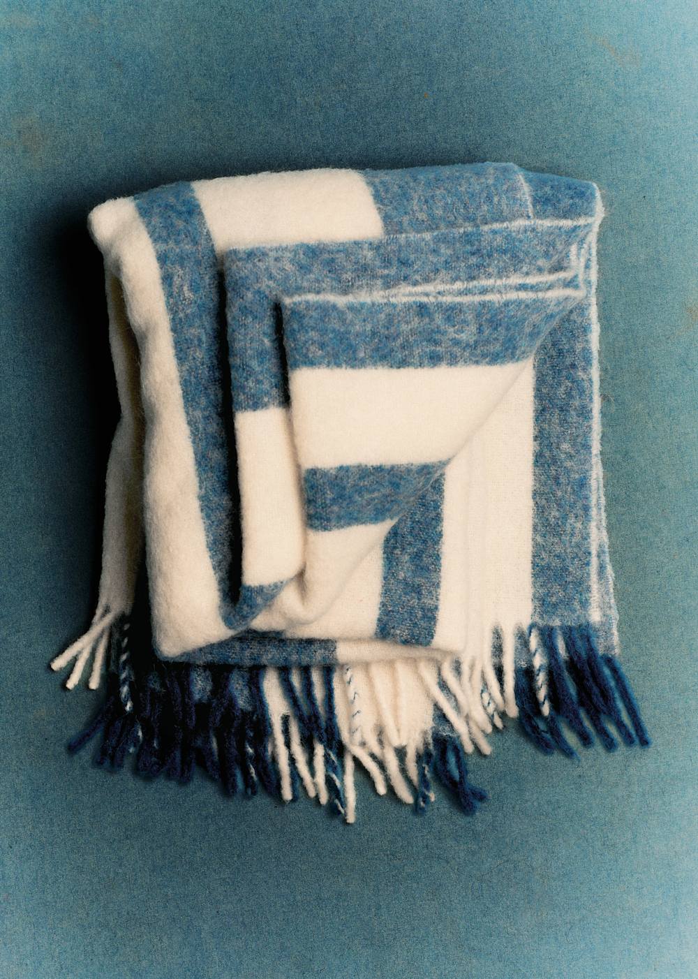 Mohair throw - Blue Stripes