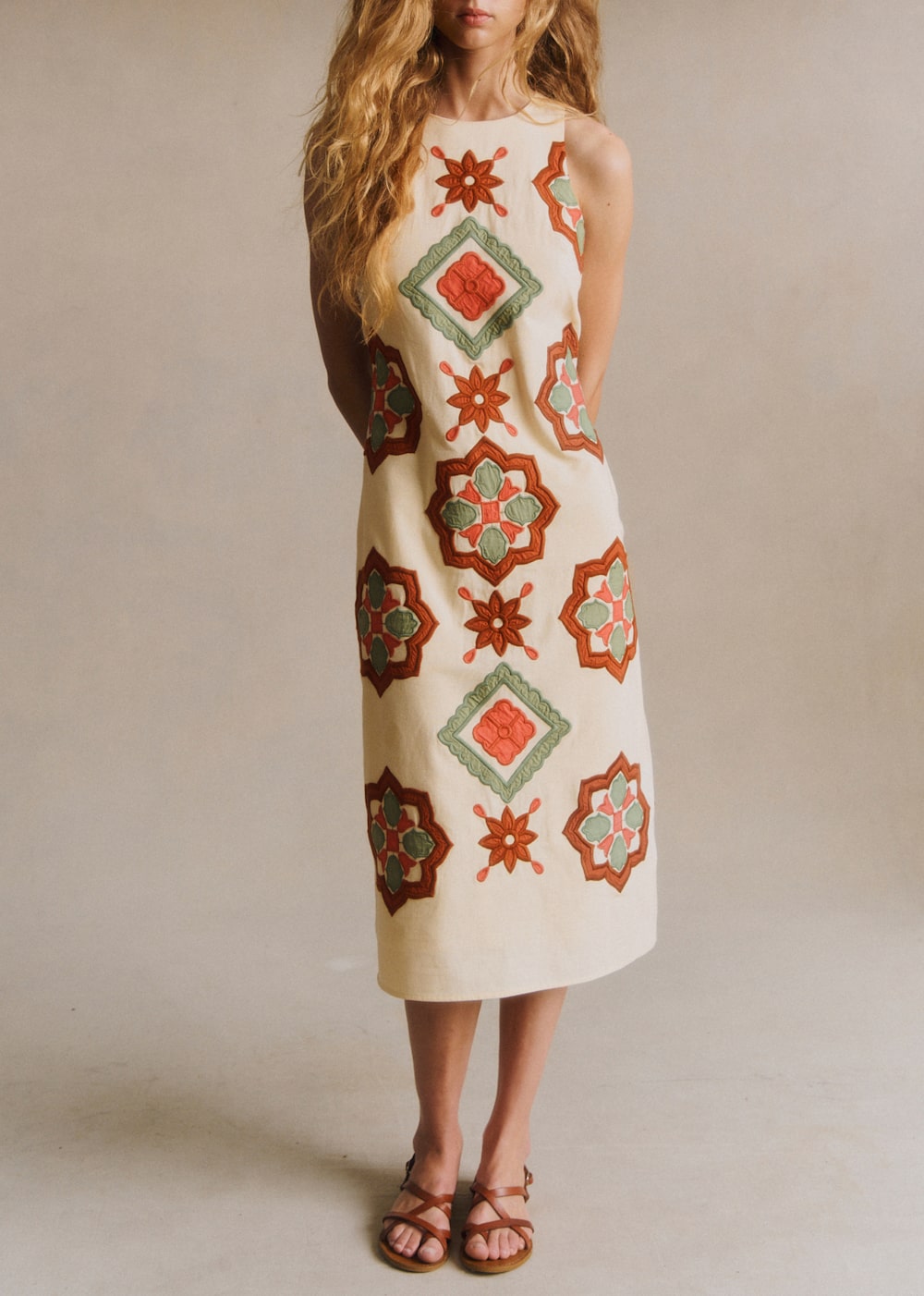 Reneka Dress - Pink Green Mahogany