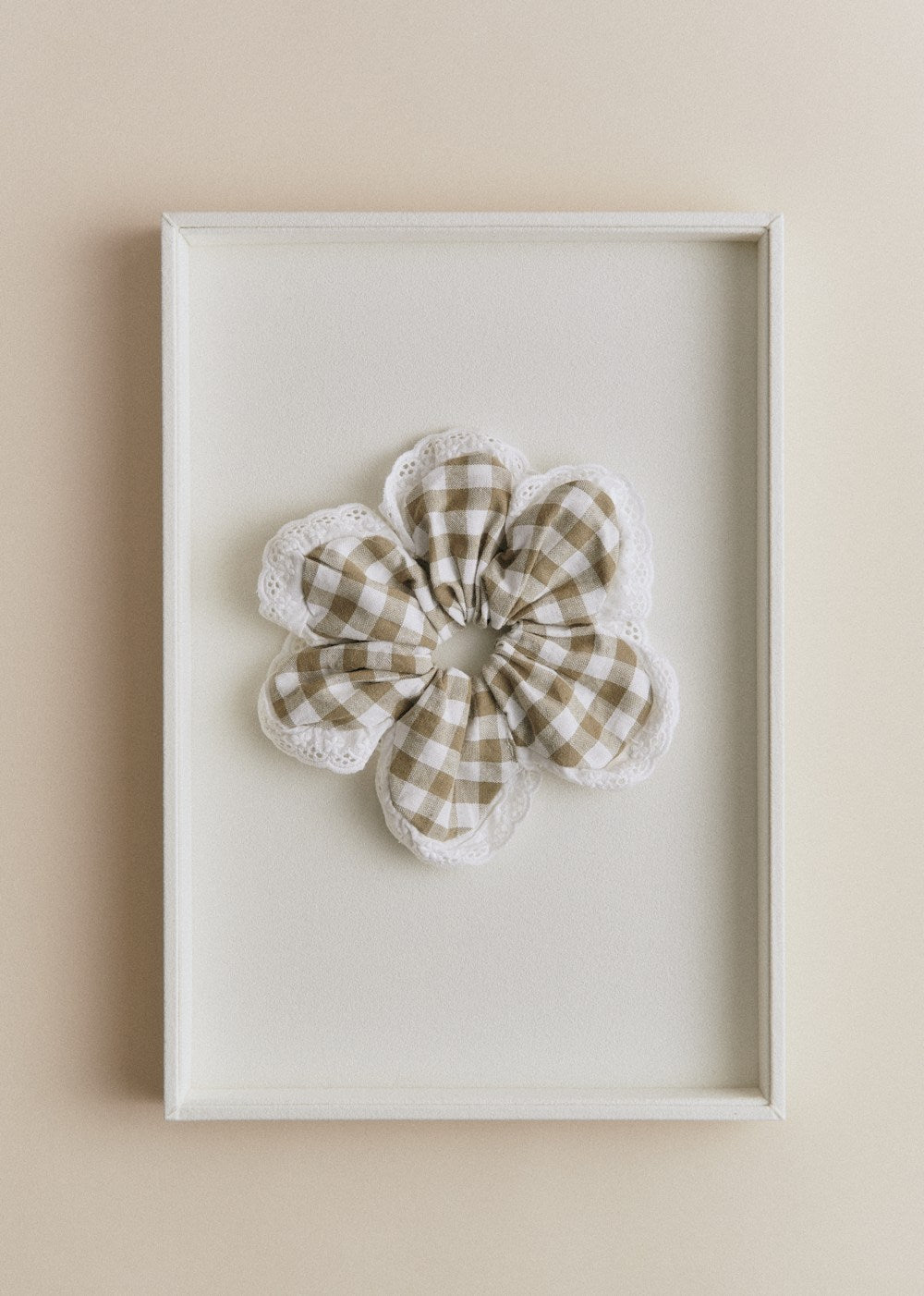 Flower Scrunchie - Green Gingham