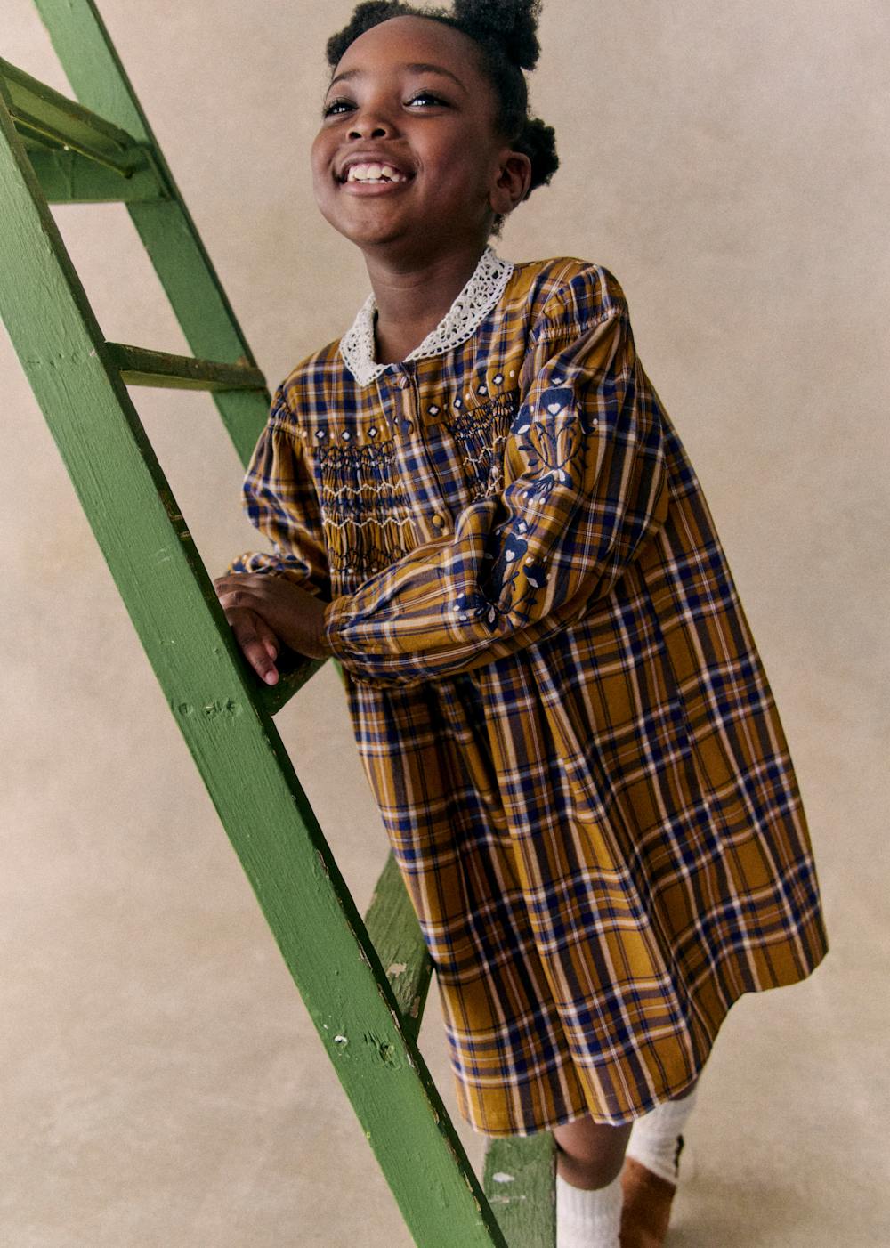 Céleste Dress - Ochre Check
