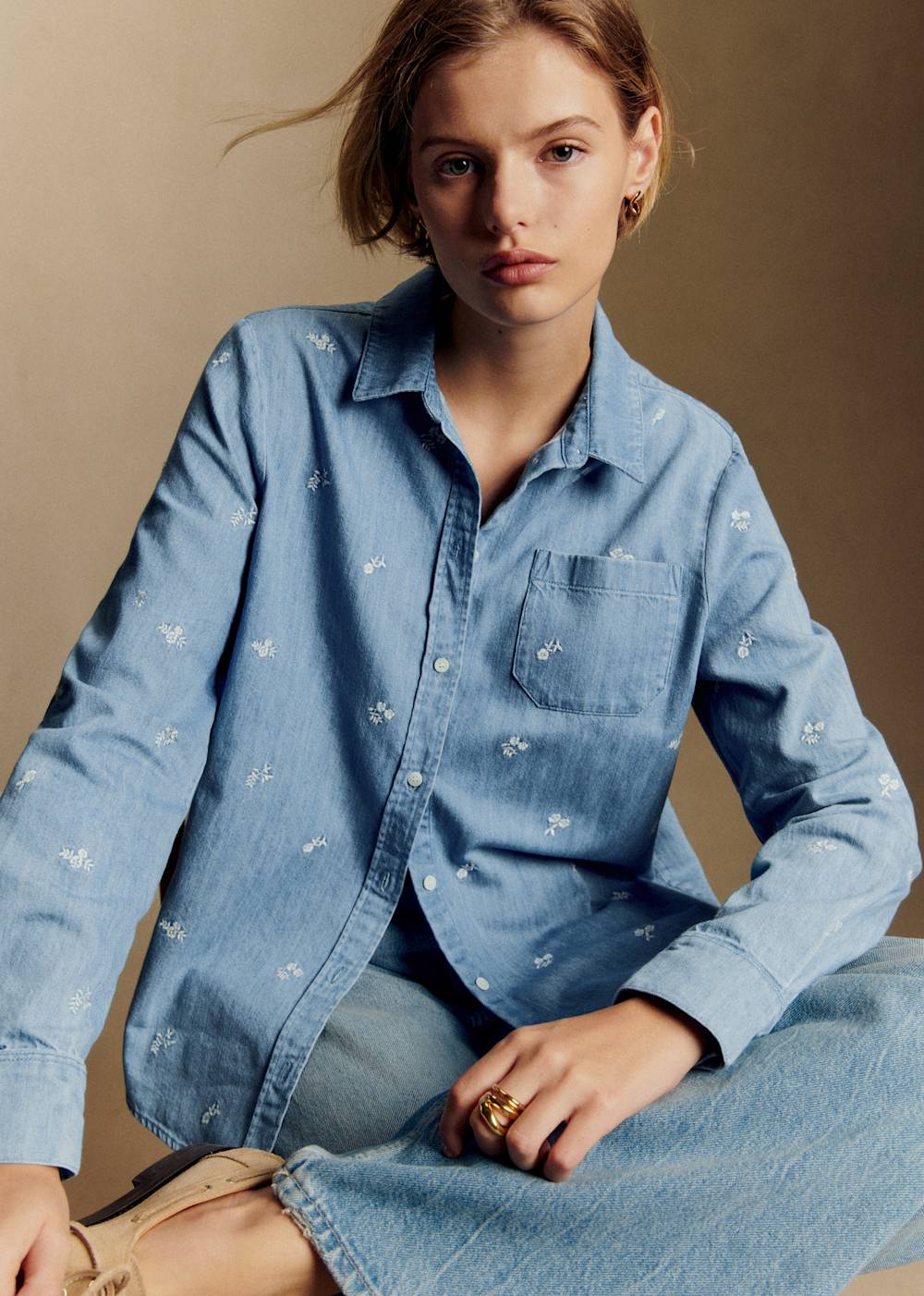 Tomboy Shirt - Embroidered Denim