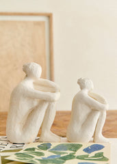Guénolée Courcoux Sculpture - Woman in her thoughts small model - Ecru