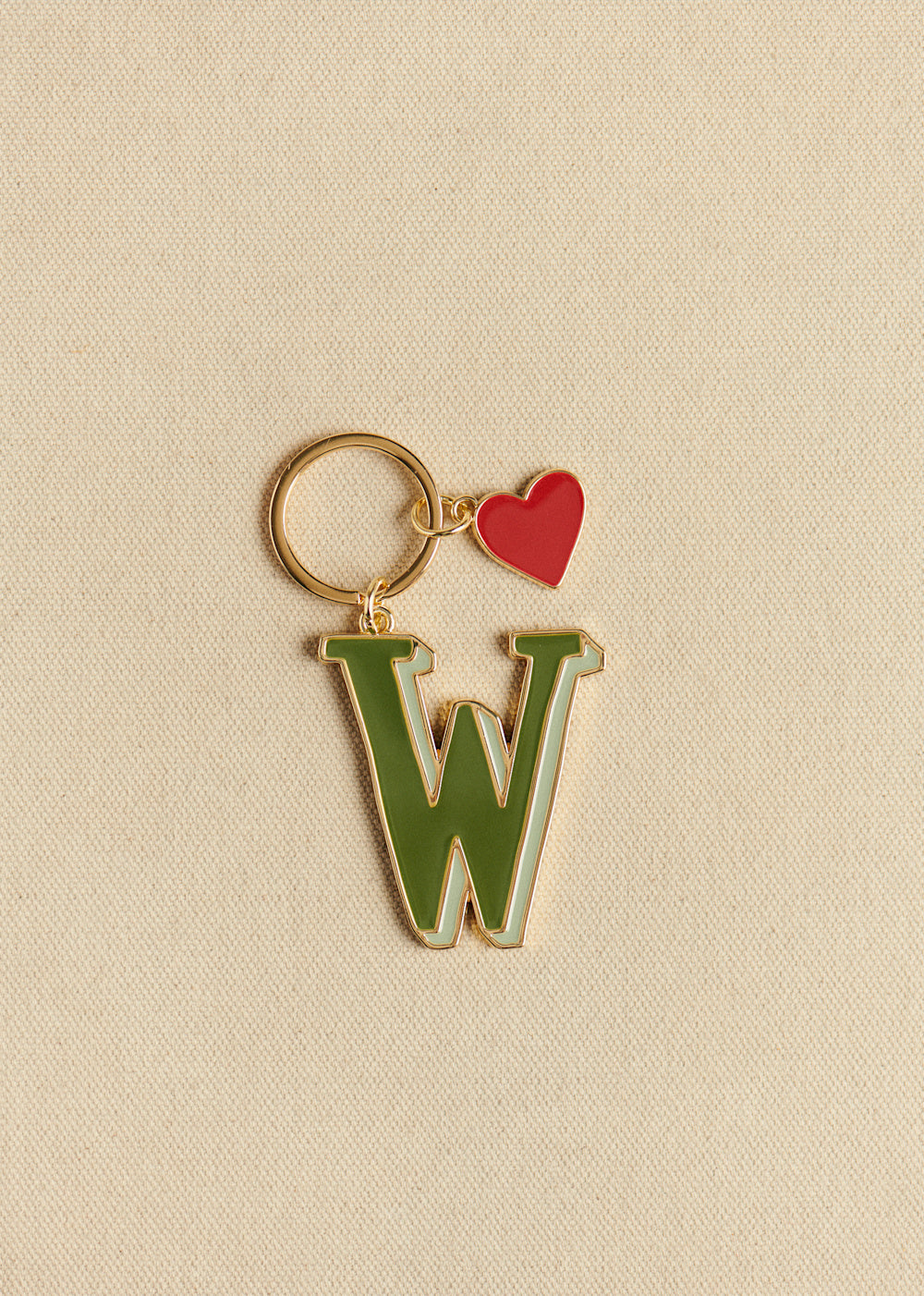 Alphabet key ring - Letter W Green
