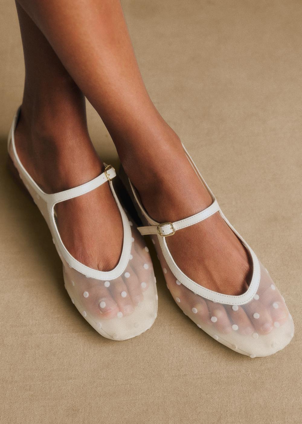 Aubane Low Babies - Cream Mesh With Dots