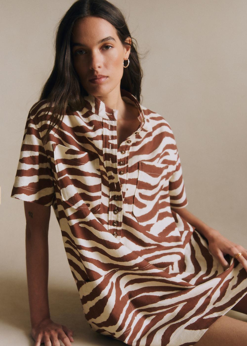 Sonali Dress - Earth Zebra Print