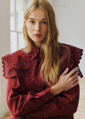 Astrid  Shirt - Sézane x SEA NY - Burgundy Embroidery