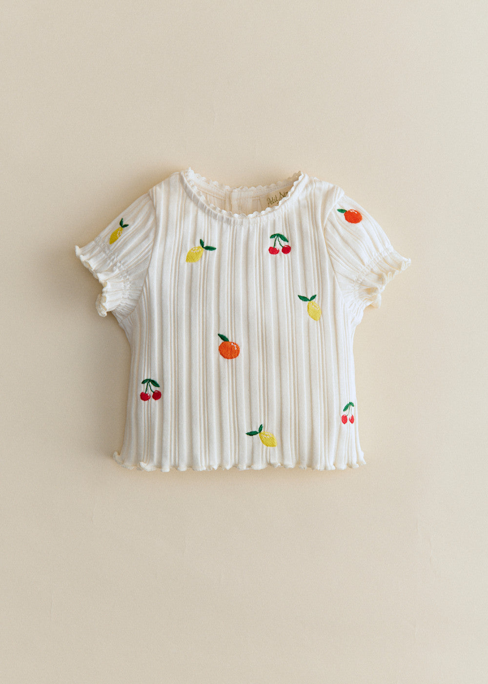 Simona Top - Ecru With Fruit Embroidery