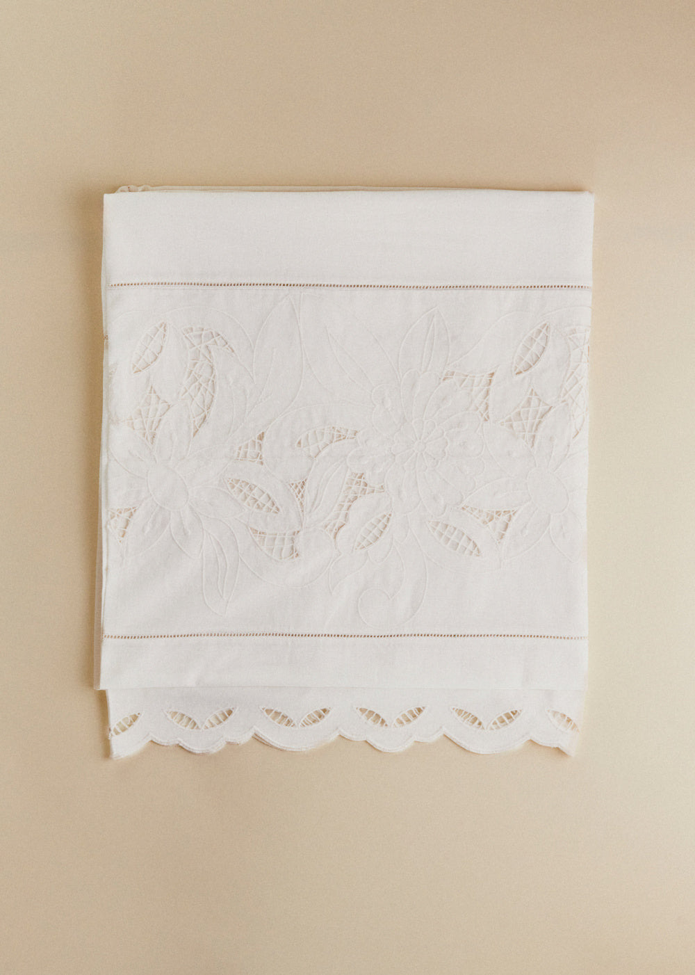 Embroidered Tablecloth - Solid Ecru