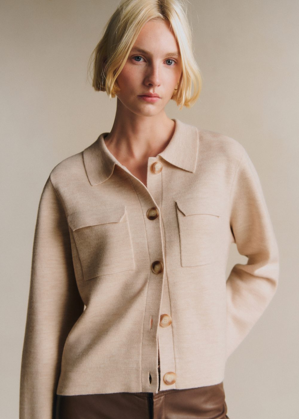 Betty Cardigan - Mottled Beige