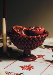 Tall pedestal dish - Maison Pichon Bowl - Burgundy