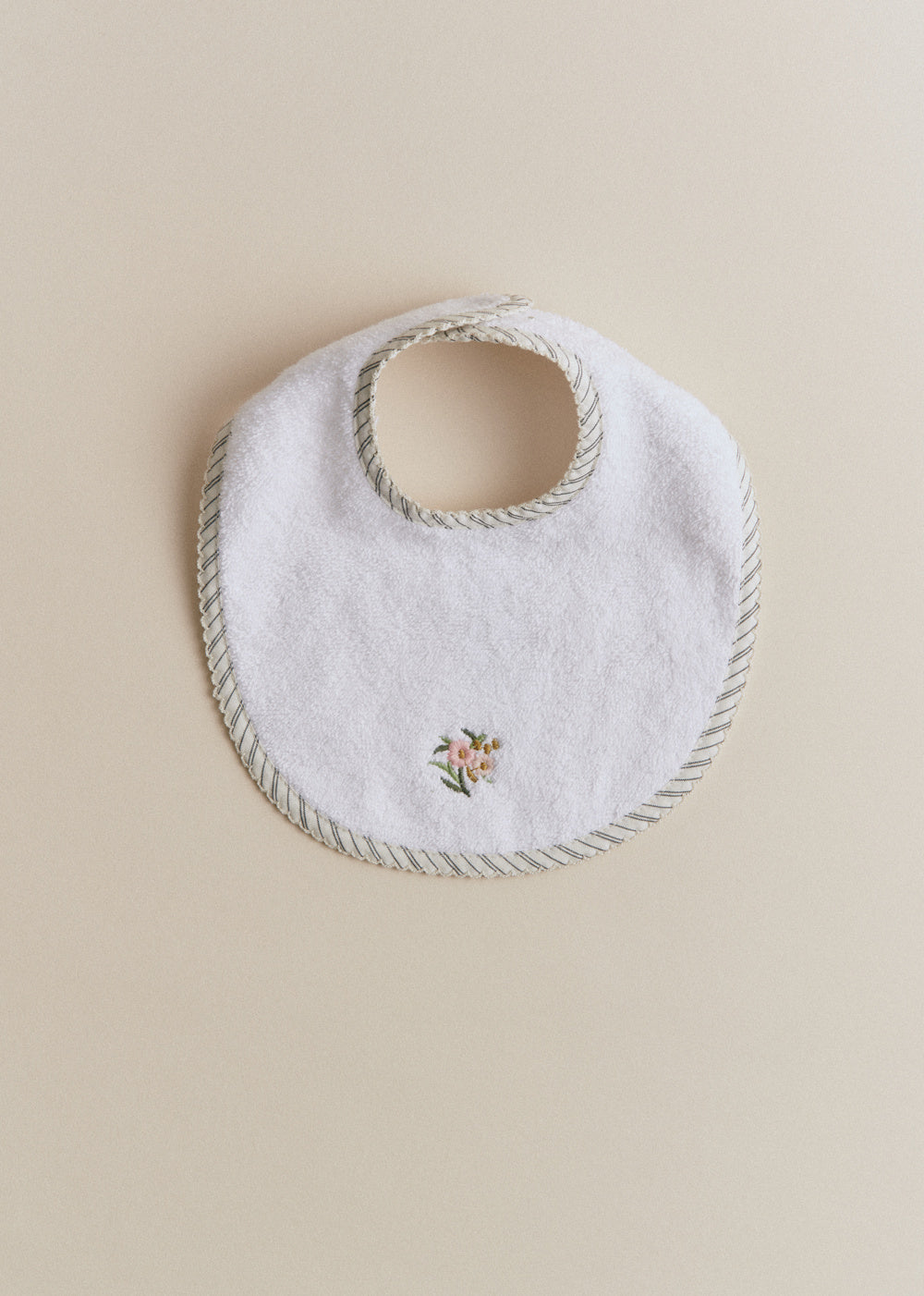 Newborn Bib - Striped Floral Embroidery