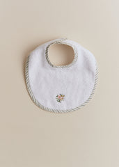 Newborn Bib - Striped Floral Embroidery