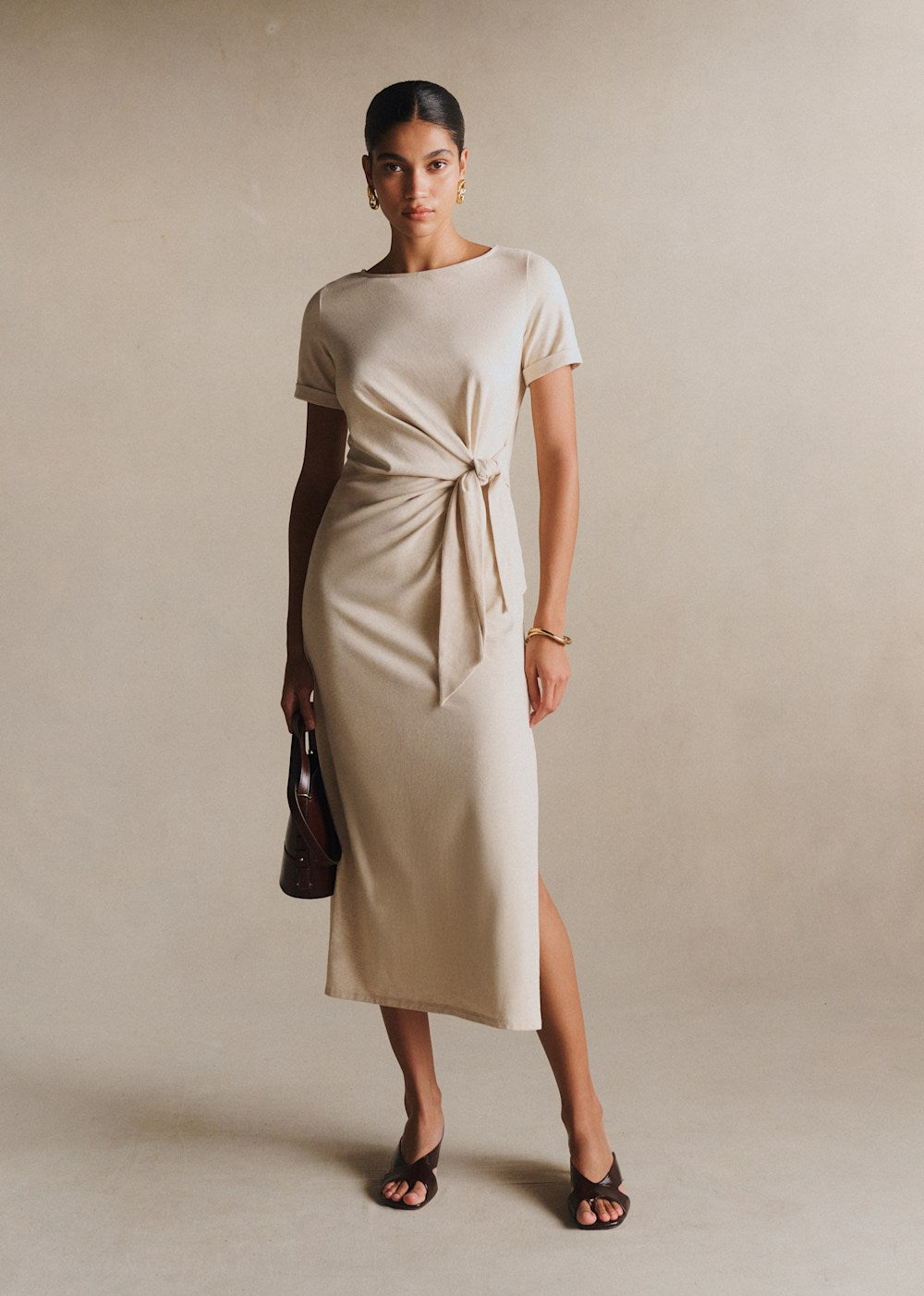 Pippa Dress - Mottled Beige