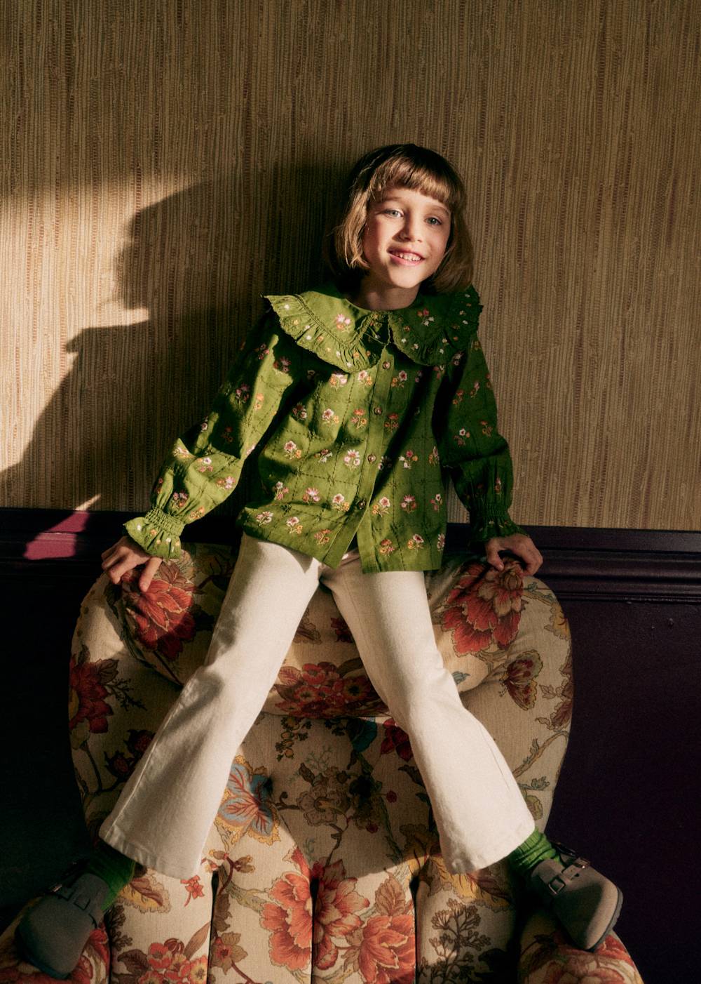 Margot Shirt - Olive Botanical Embroidery