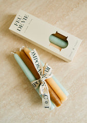 Set of 6 Candles - Ecru Celadon Caramel