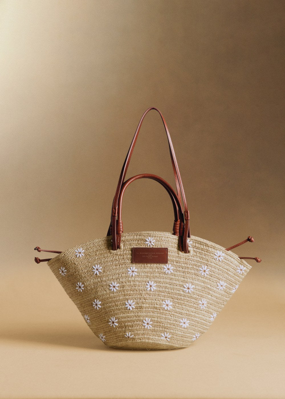 Justine Basket Bag - Embroidered Flowers