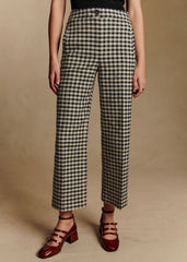 Martin Crop Trousers - Black And Ecru Gingham