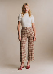 Martin Crop Trousers - Brown Ecru Gingham