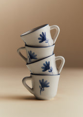 Set of 4 espresso cups - Little Flower - Storm Blue