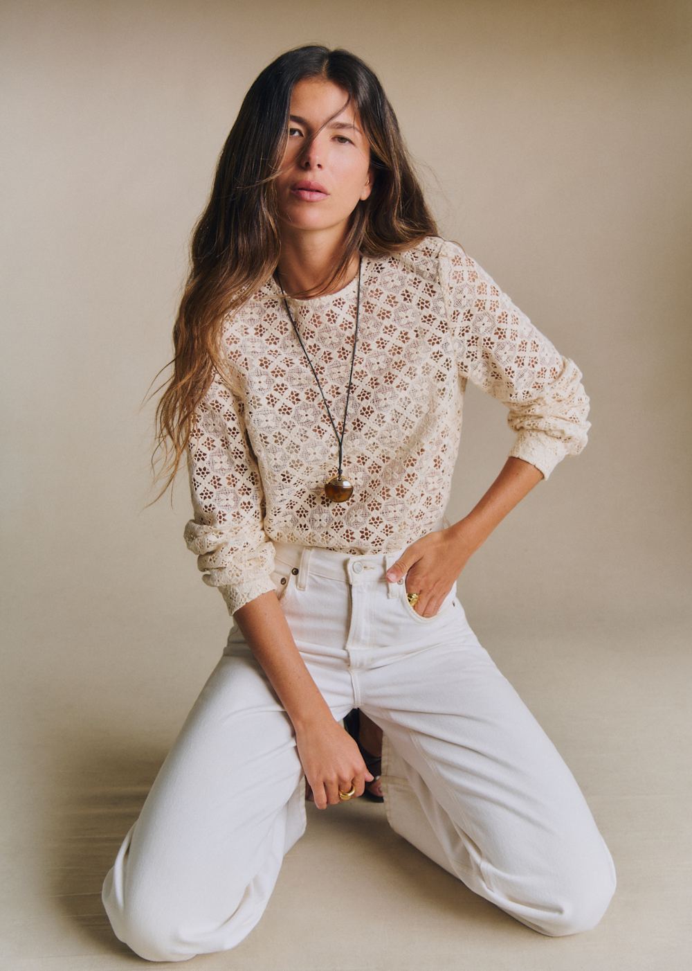 Jesse Blouse - Ecru Guipure Lace