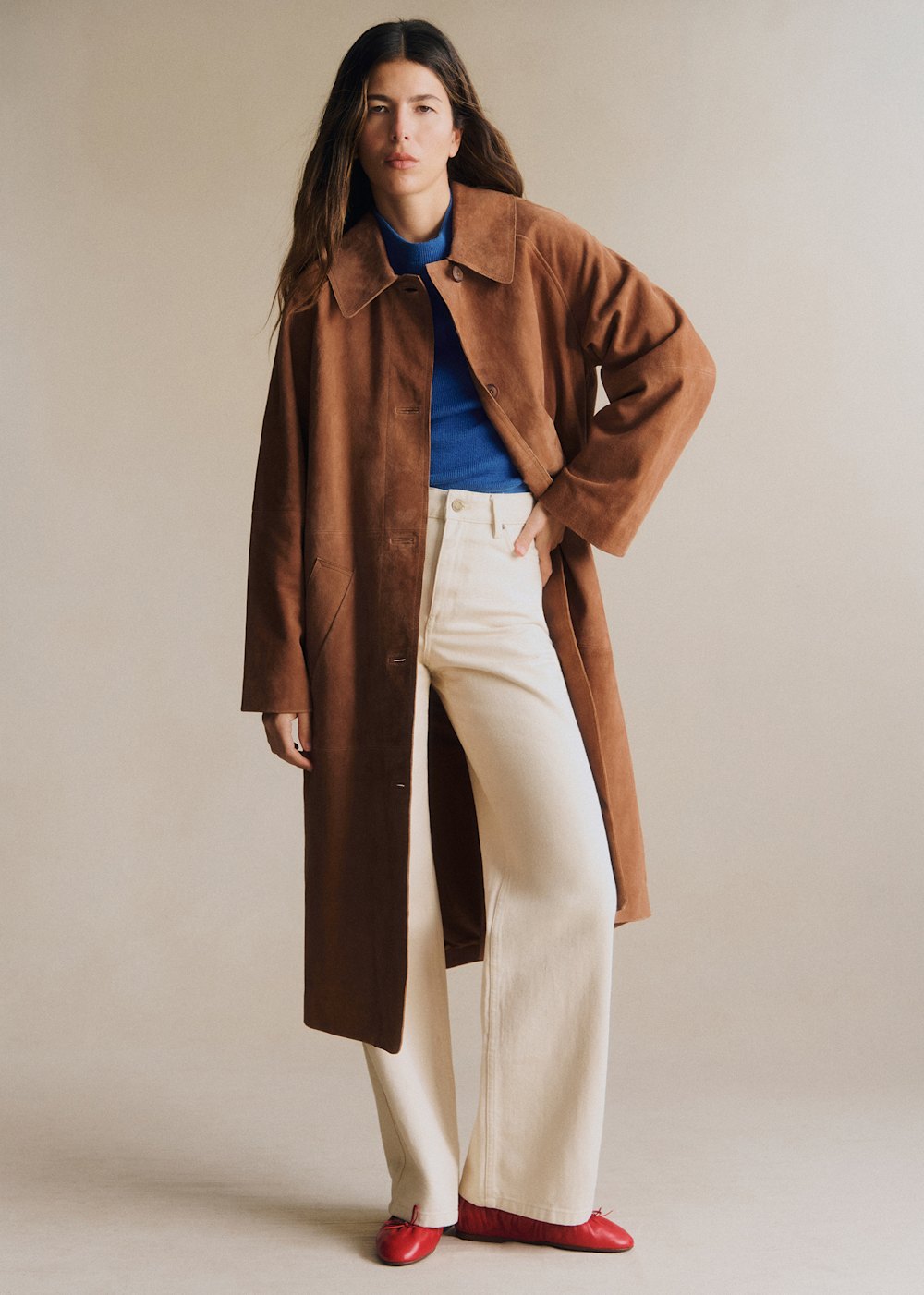 Clyde Coat - Camel Suede