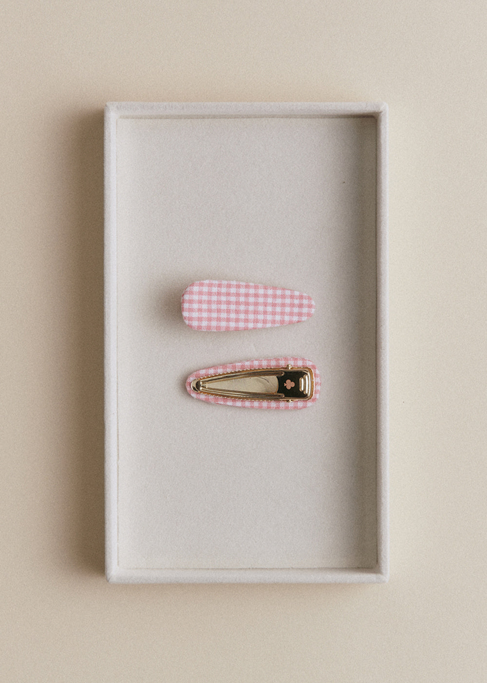 Set Of 2 Hair Clips - Pink Gingham