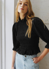 Neal Blouse - Sézane x SEA NY - Black Embroidery