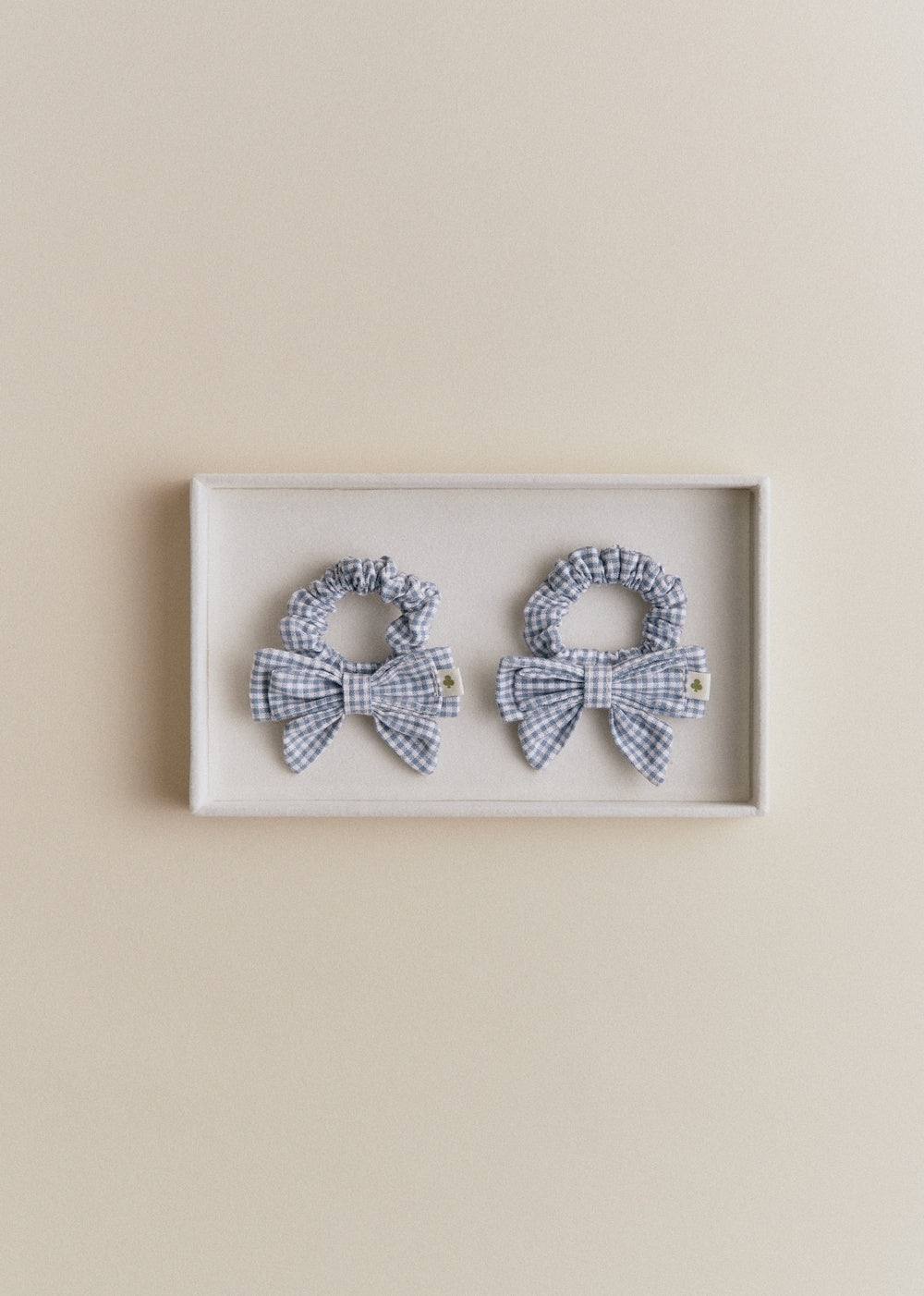 Set Of 2 Bow Scrunchies - Vichy Navy