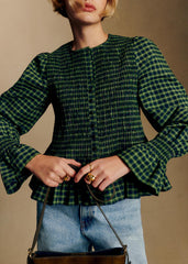 Deidra Shirt - Blue And Green Checks Pink Creation
