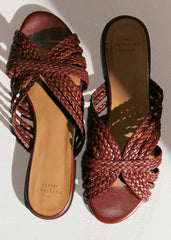 Low Paola  Mules - Mahogany Smooth Braided