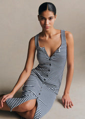 Fabiola Dress - Cream Navy