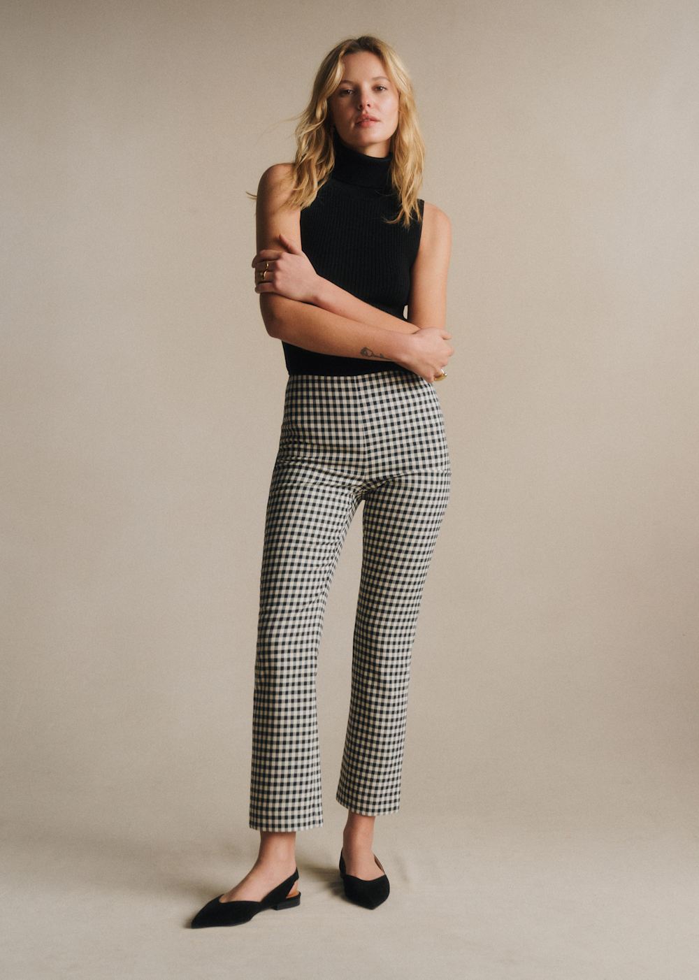 Ciara Trousers - Black And White Gingham