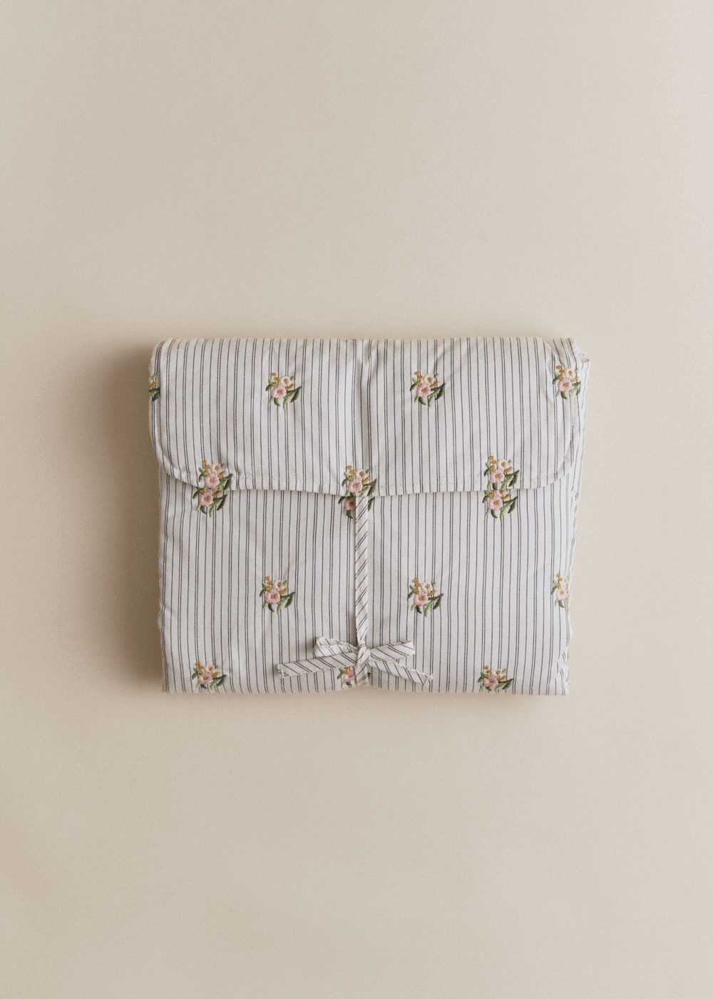 Changing Pad Cover - Striped Floral Embroidery