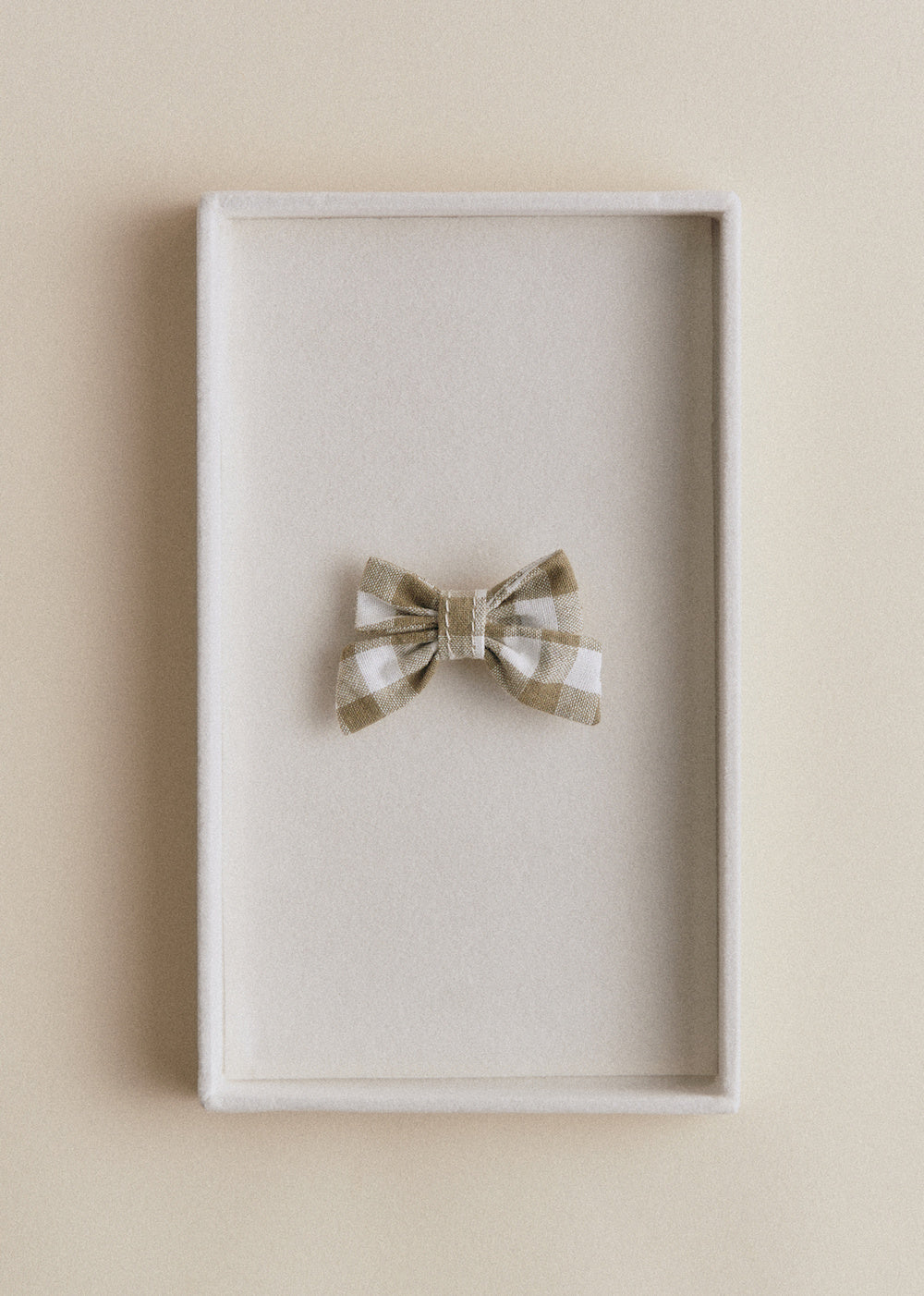 Small Bow Hair Clip - Green Gingham
