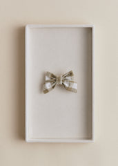 Small Bow Hair Clip - Green Gingham